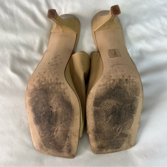 Free People Cara Beige Ruched Leather Square Toe Slip On Mules - Picture 10 of 11